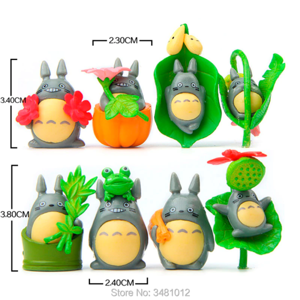 16pcs Totoro With Leaf Miniature PVC Action Figures