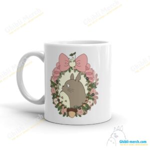 My Neighbor Totoro Kawaii and pink flowers white glossy mug