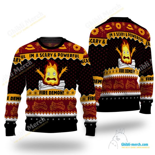 Calcifer Fire Demon Christmas Sweater
