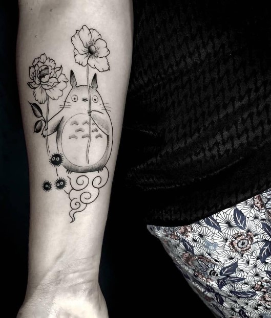 totoro flower tattoo