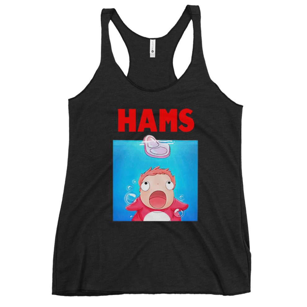 Studio Ghibli Ponyo Love HAMS Women's Racerback Tank Ghibli Merch