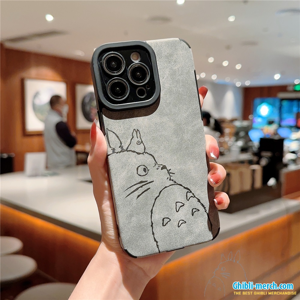 Totoro iPhone Case Lambskin Funda Back Grey