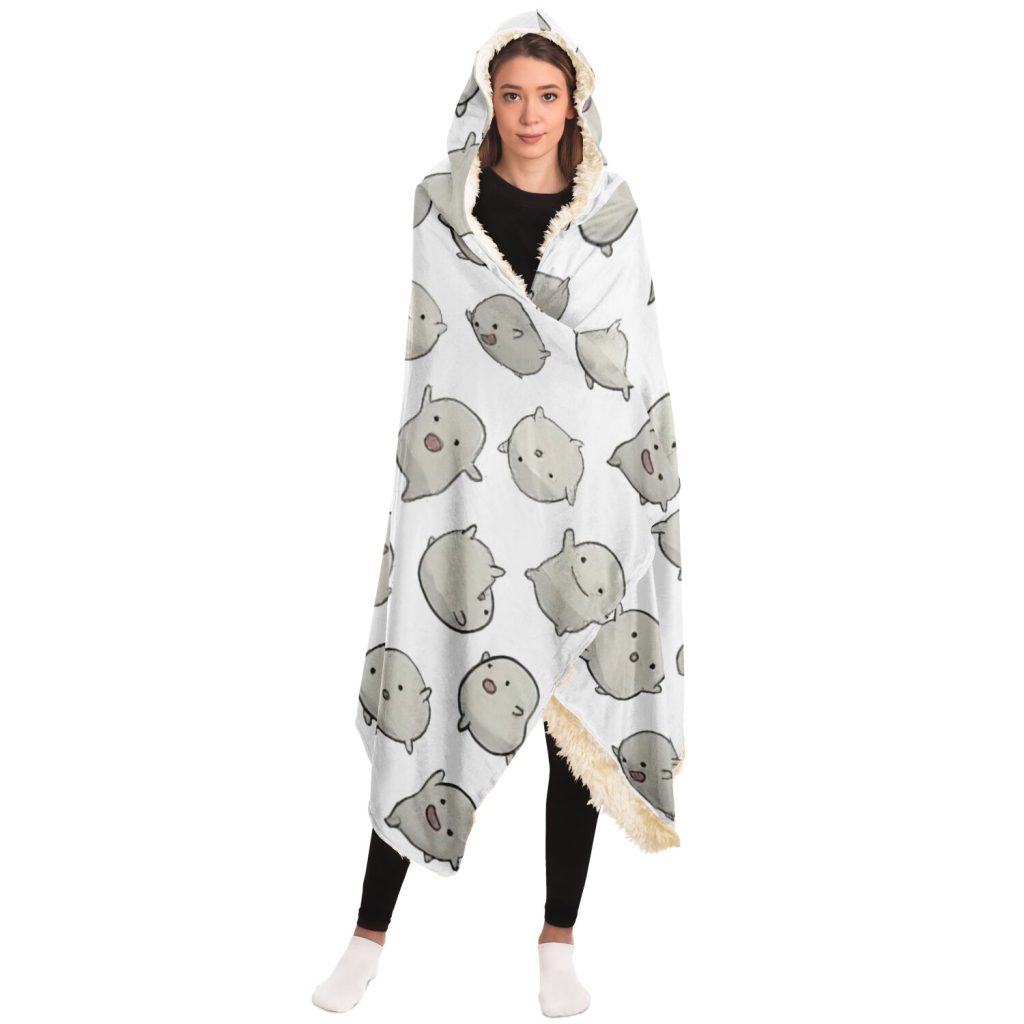 Heron Print Pattern Hooded Blanket