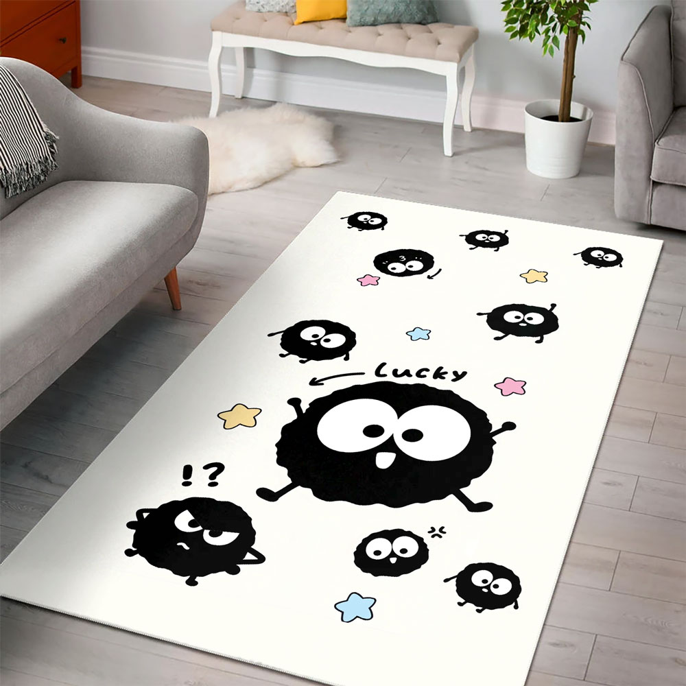 Totoro Family And Soot Sprites Print Accent Rug