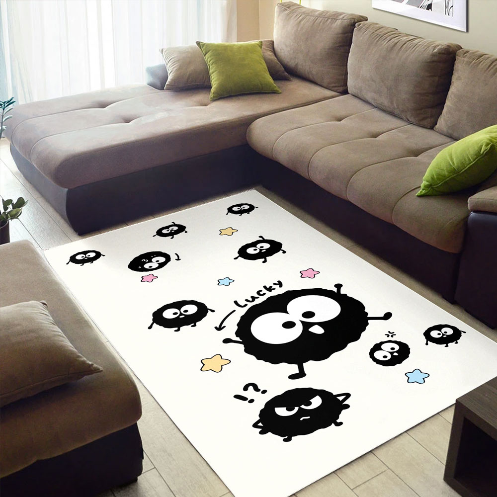Totoro Family And Soot Sprites Print Accent Rug